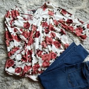 Rose bell sleeve top